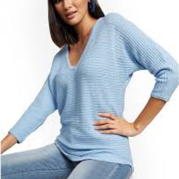 New York & Company Sweaters - NWT NEW YORK & CO V-Neck Dolman Tunic Sweater BLUE MEDIUM